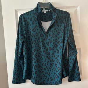 Teal Leopard Print Women's Top